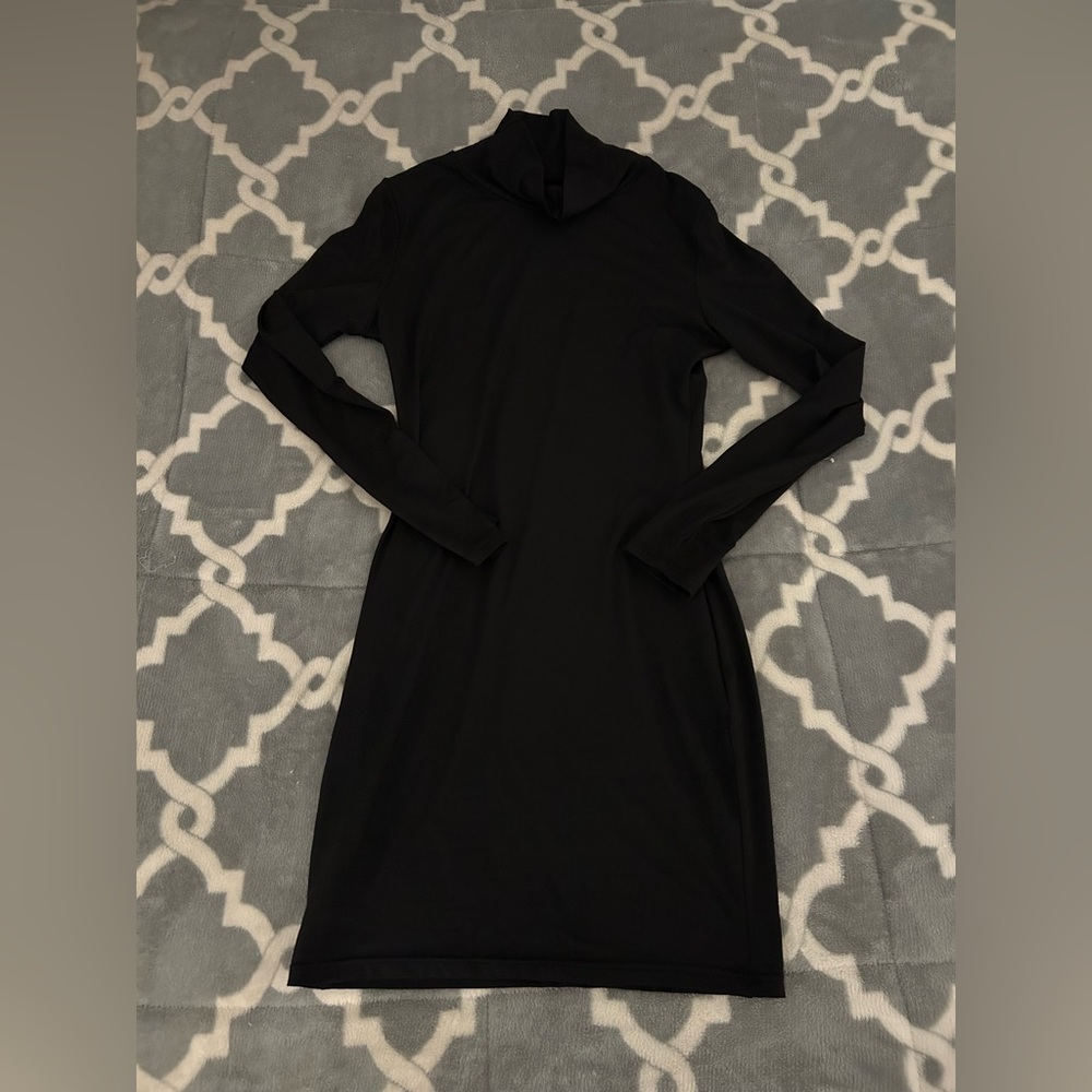 Black Bodycon Turtleneck Dress